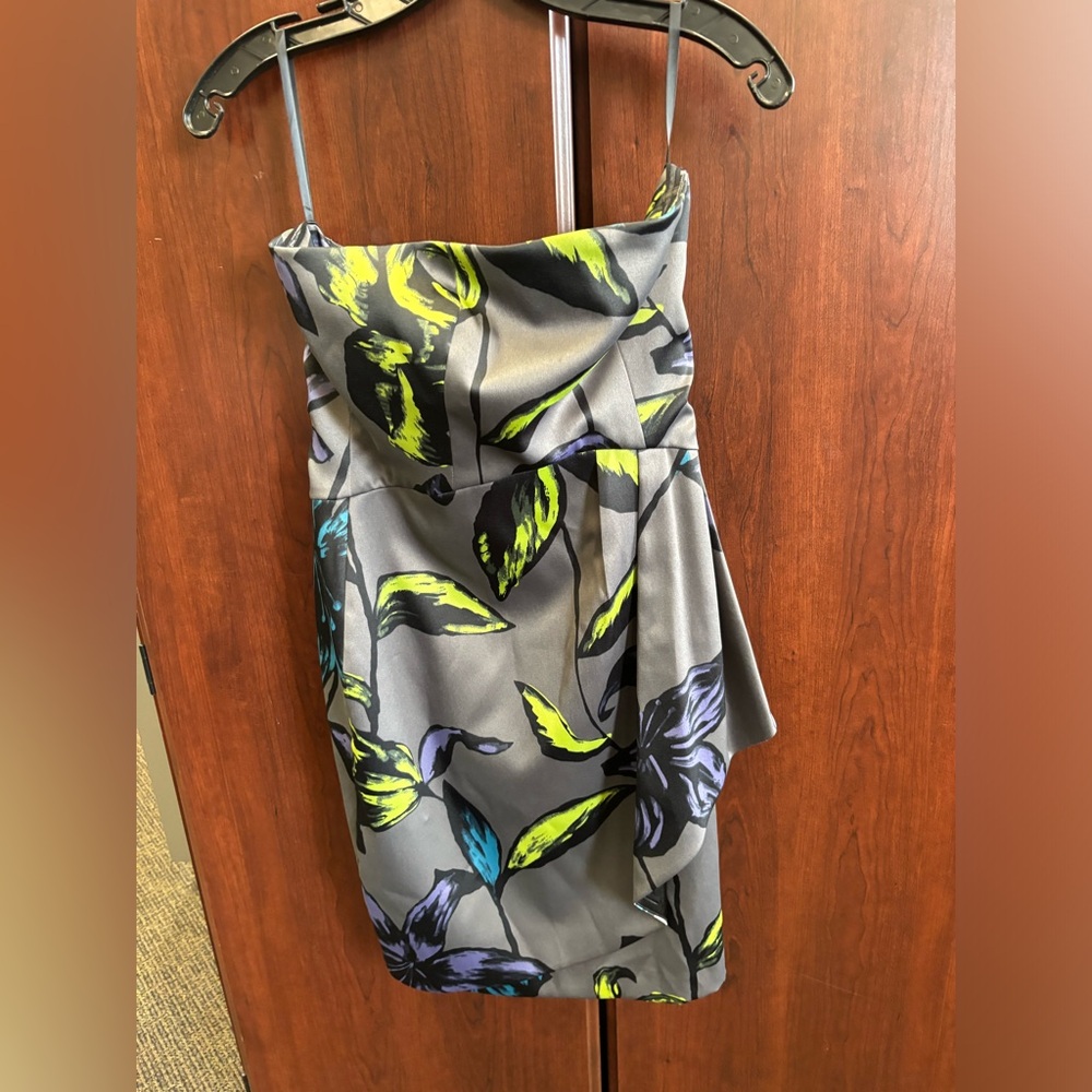 Kensie Gray satin with floral dress